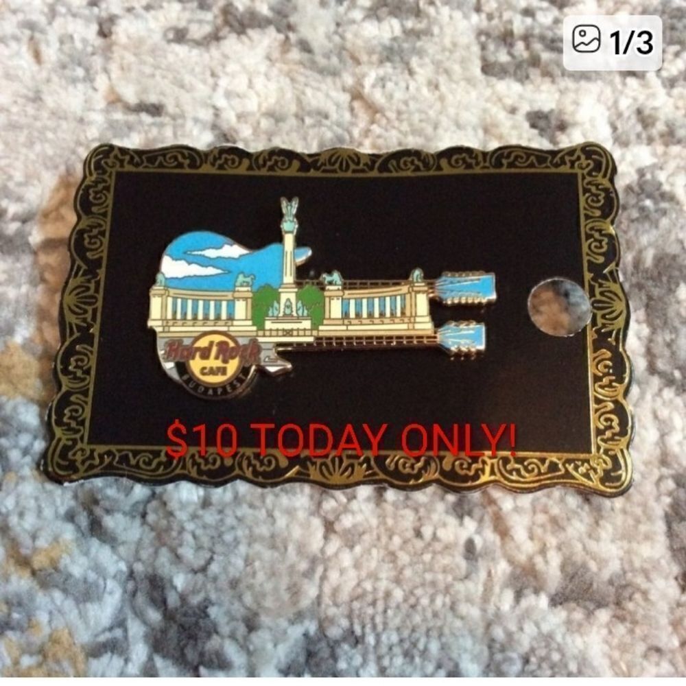 HARD ROCK CAFE BUDAPEST DOUBLE NECK GUITAR PIN!